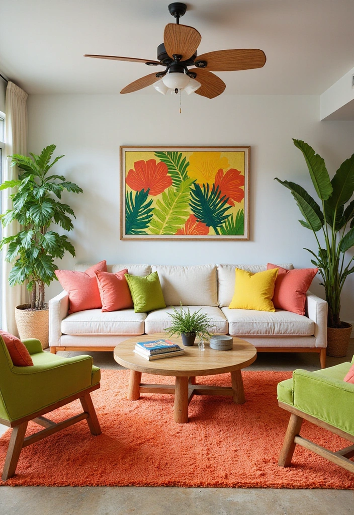 15 Bold Color Decor Ideas for Your Living Room That'll Leave Your Guests Speechless! - 2. Tropical Fiesta