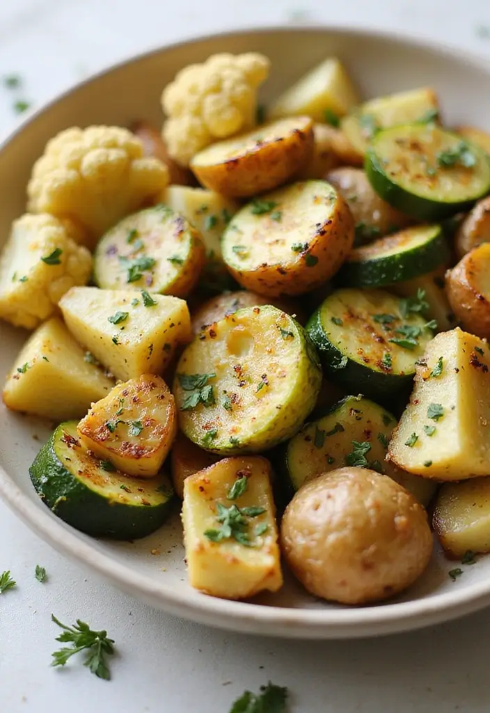 20 Comforting Garlic Herb Roasted Potatoes & Zucchini Recipes You Can't Resist! - 17. Garlic Herb Roasted Veggies with Cauliflower