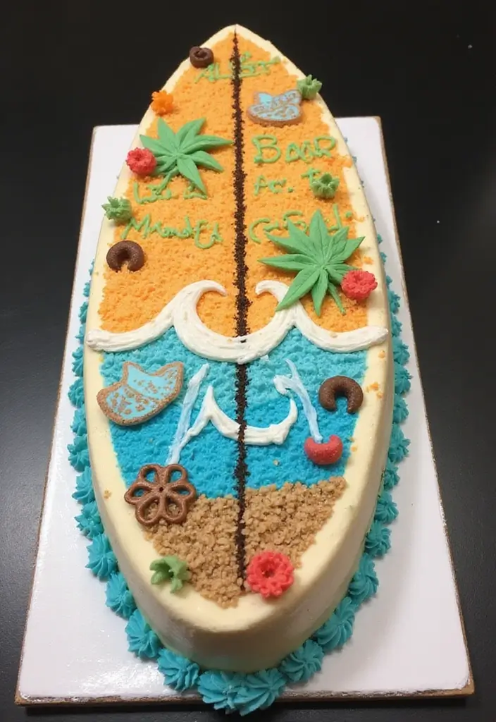 20 Stunning Moana Cake Designs to Make Your Birthday Celebration Unforgettable! - 15. Surfboard Cake