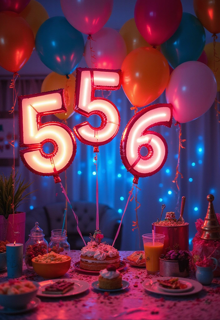 11 Eye-Catching Number Balloons That Will Celebrate Your Kids Birthday in Style! - 3. Bright Neon Numbers