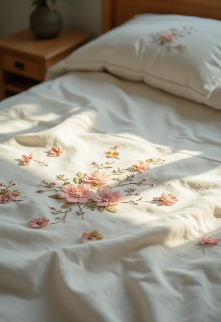 12 Eco-Friendly Handmade Embroidery Bed Covers You’ll Love (and Save the Planet!) - 1. Handcrafted Cotton Dreams