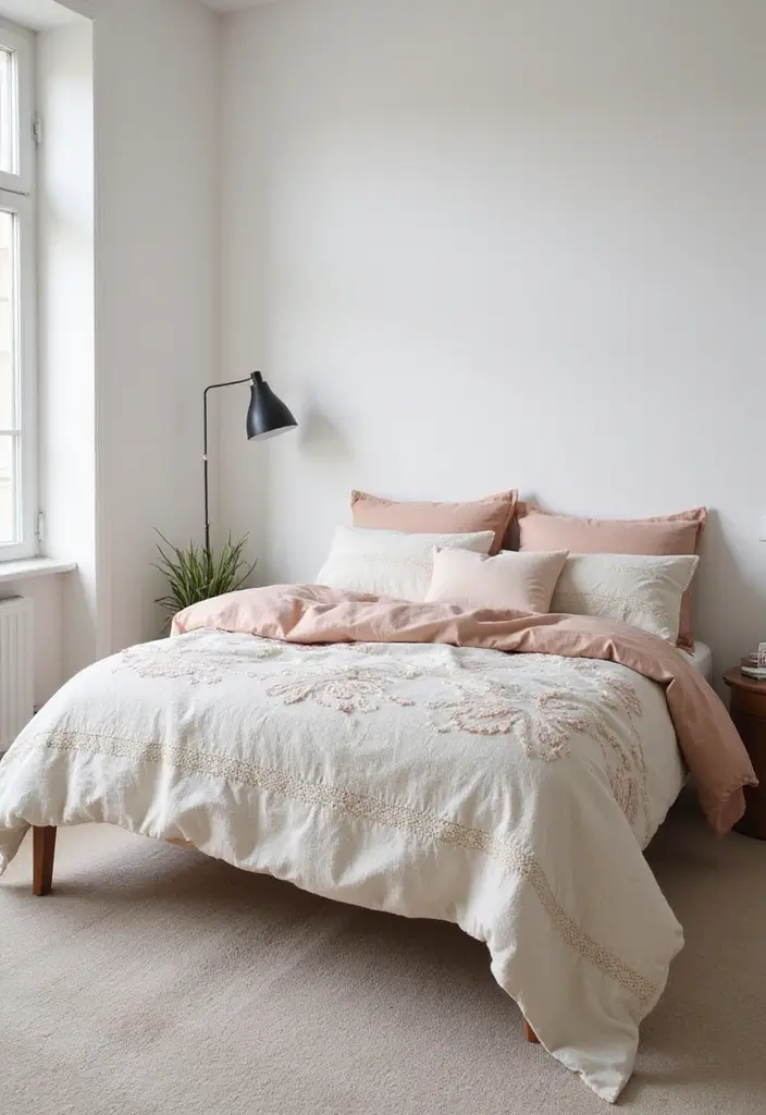 12 Eco-Friendly Handmade Embroidery Bed Covers You’ll Love (and Save the Planet!) - 12. Artistic Statements with Minimalism