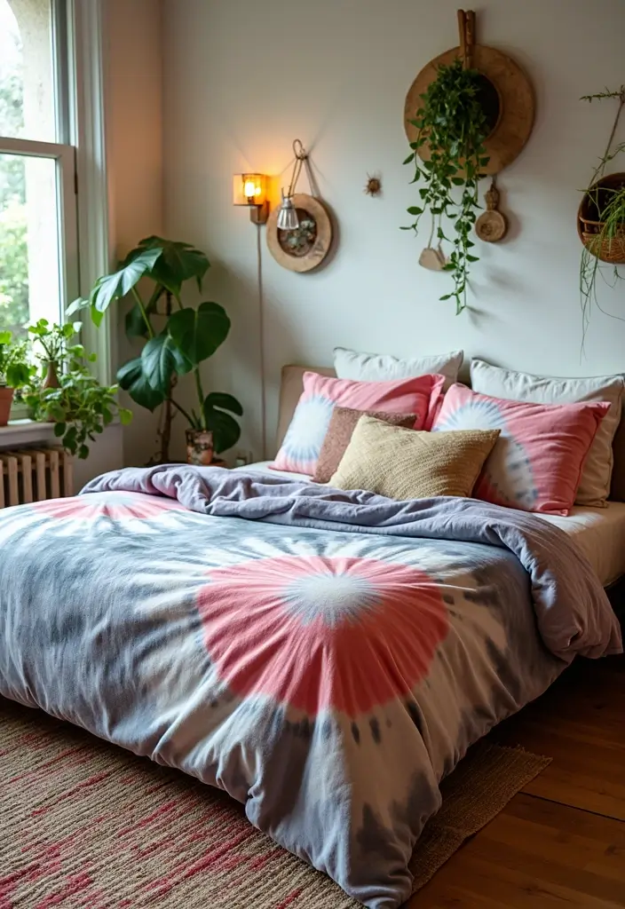 12 Eco-Friendly Handmade Embroidery Bed Covers You’ll Love (and Save the Planet!) - 9. Modern Tie-Dye Twist