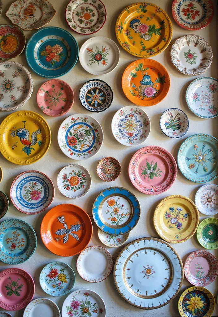 12 Stunning Handmade Wall Decor Ideas That Will Transform Your Space (You Won't Believe #5!) - 5. Vintage Plate Collections: A Touch of Whimsy