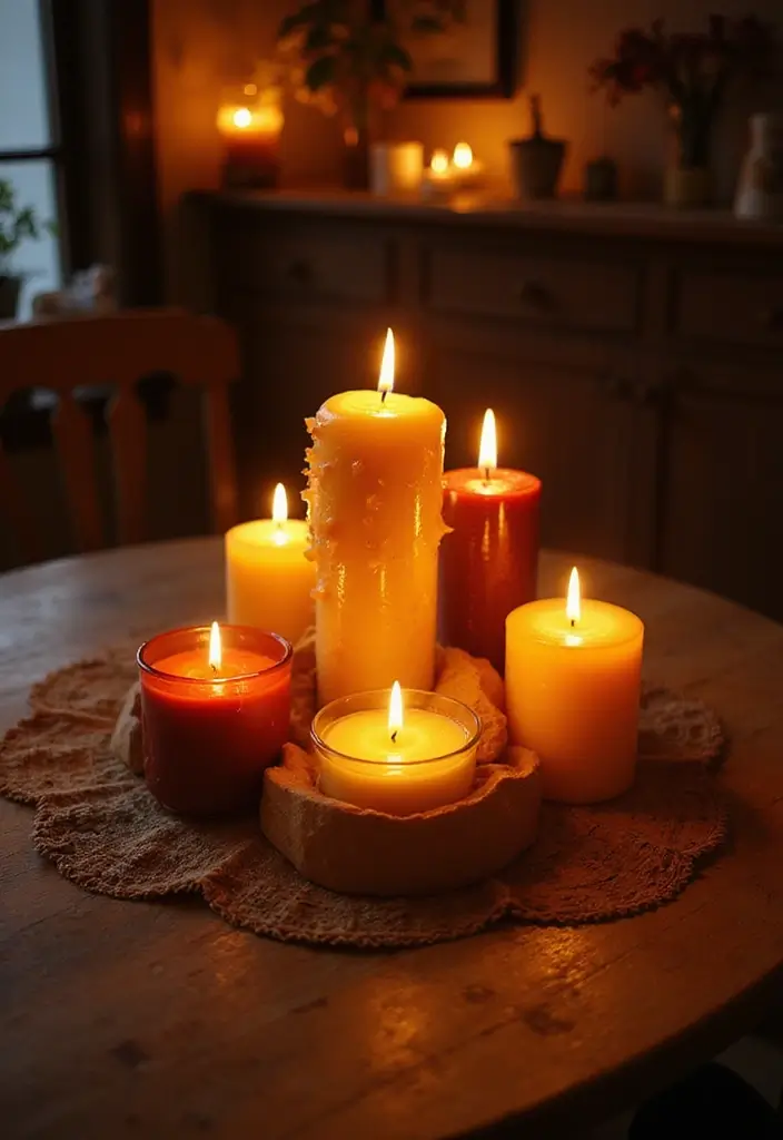 10 Cozy Fall Table Decorations to Transform Your Dining Experience This Season! - 4. Flickering Candle Magic