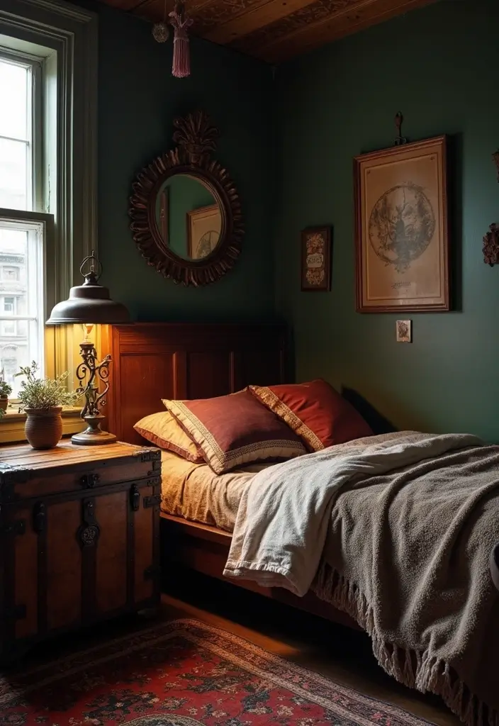 15 Dark Boho Bedroom Decor Ideas That'll Transform Your Space into a Cozy Haven! - 10. Vintage Finds