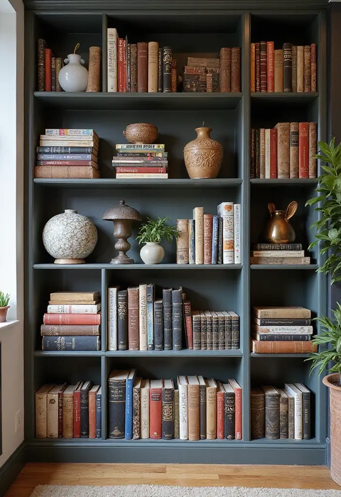 15 Groovy 1970s Living Room Decor Ideas That'll Make You Feel Like You're in a Time Machine! - 13. Eclectic Bookcases