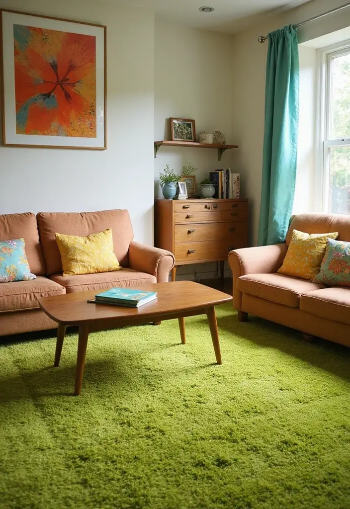 15 Groovy 1970s Living Room Decor Ideas That'll Make You Feel Like You're in a Time Machine! - 2. Shag Carpets