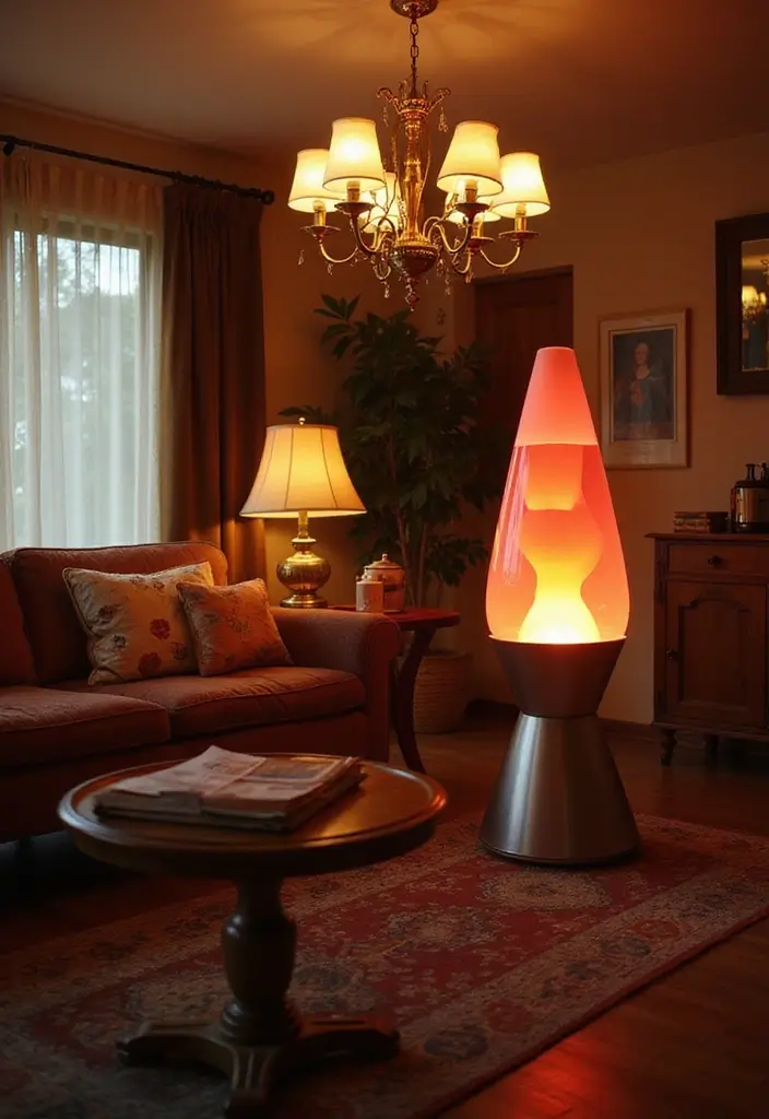 15 Groovy 1970s Living Room Decor Ideas That'll Make You Feel Like You're in a Time Machine! - 5. Vintage Lighting Fixtures