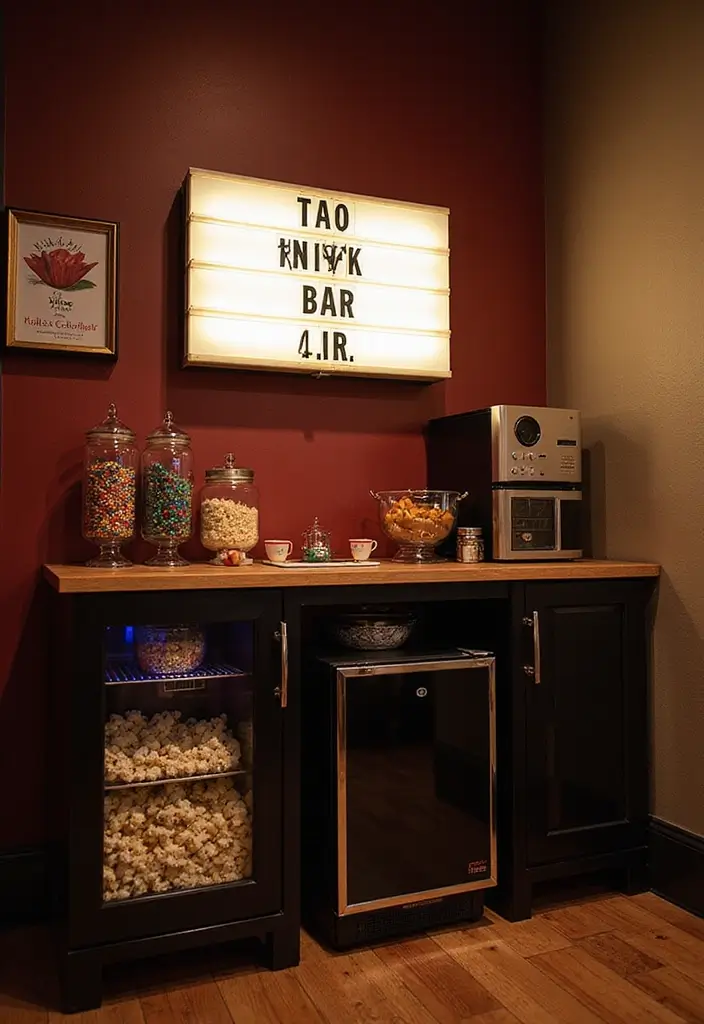 15 Home Theater Ideas That'll Make You Feel Like You're in a Real Cinema (You Won't Believe #7!) - 5. Snack Bar Station