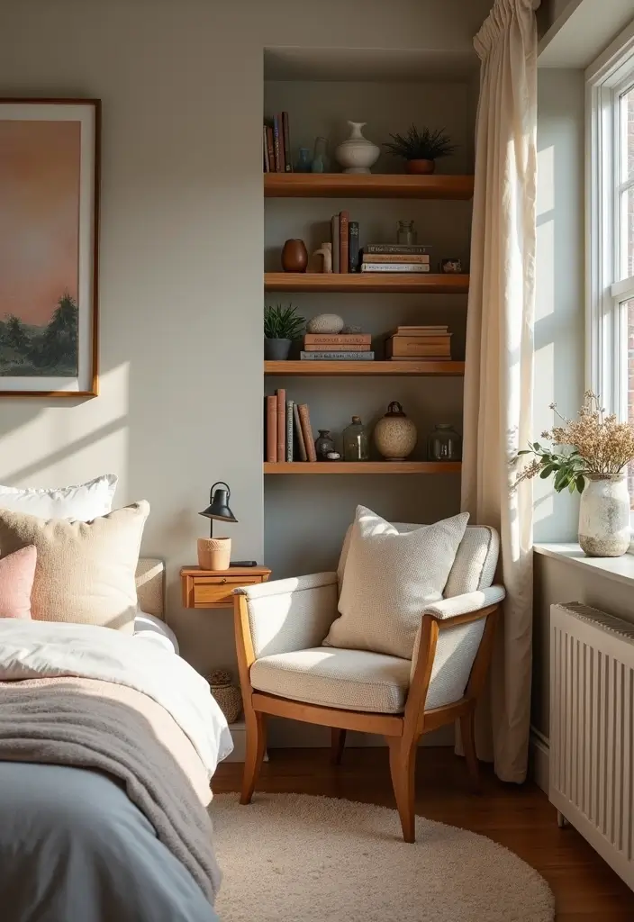 15 Japandi Small Bedroom Ideas That Will Transform Your Space into a Zen Retreat! - 12. Create a Cozy Reading Nook