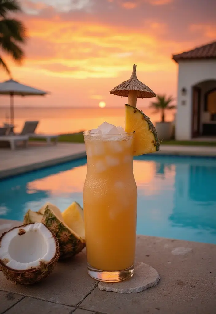 15 Low-Calorie Cocktails That Will Keep You Slim (Cheers to #3!) - 7. Tropical Pineapple Coconut Spritzer