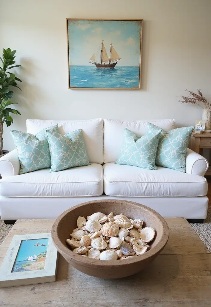 15 Stunning Beach House Living Room Decor Ideas That Will Make You Want to Move In! - 13. Beachy Accessories