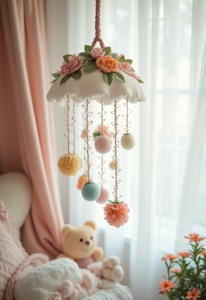 15 Stunning Floral Hand Embroidery Decor Ideas That'll Brighten Up Any Space! - 10. Floral Embroidery Mobile