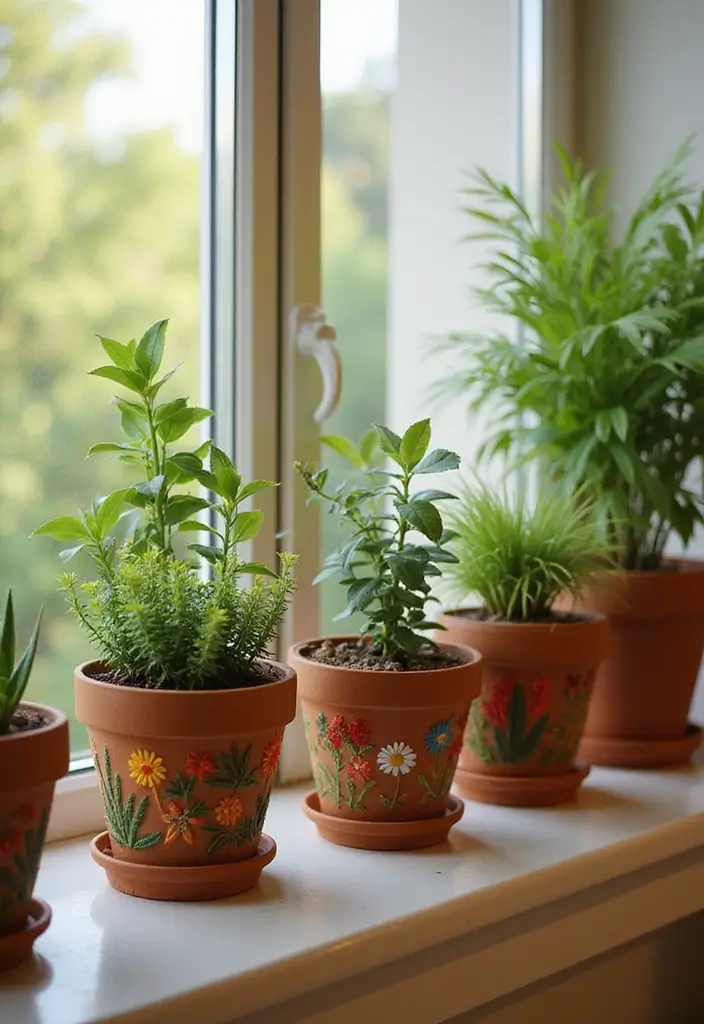 15 Stunning Floral Hand Embroidery Decor Ideas That'll Brighten Up Any Space! - 6. Embroidered Plant Pots