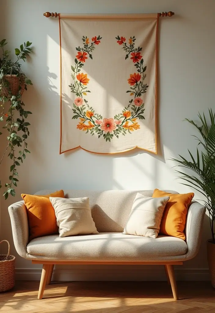 15 Stunning Floral Hand Embroidery Decor Ideas That'll Brighten Up Any Space! - 9. Embroidered Wall Banners