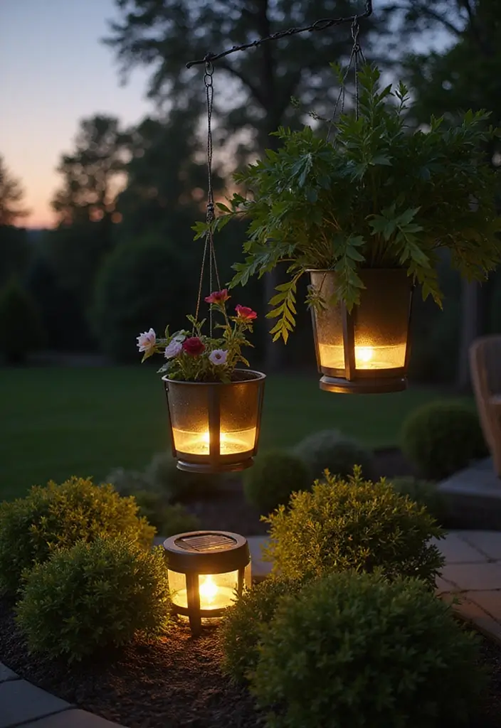 15 Stunning Hanging Pots That'll Transform Your Garden into a Paradise (You Won't Believe #7!) - 11. Hanging Planters with Solar Lights