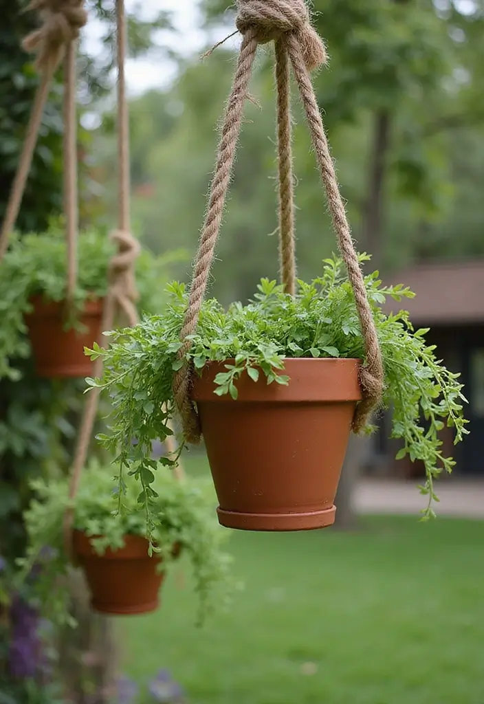 15 Stunning Hanging Pots That'll Transform Your Garden into a Paradise (You Won't Believe #7!) - 12. Terracotta Pots with Natural Twine
