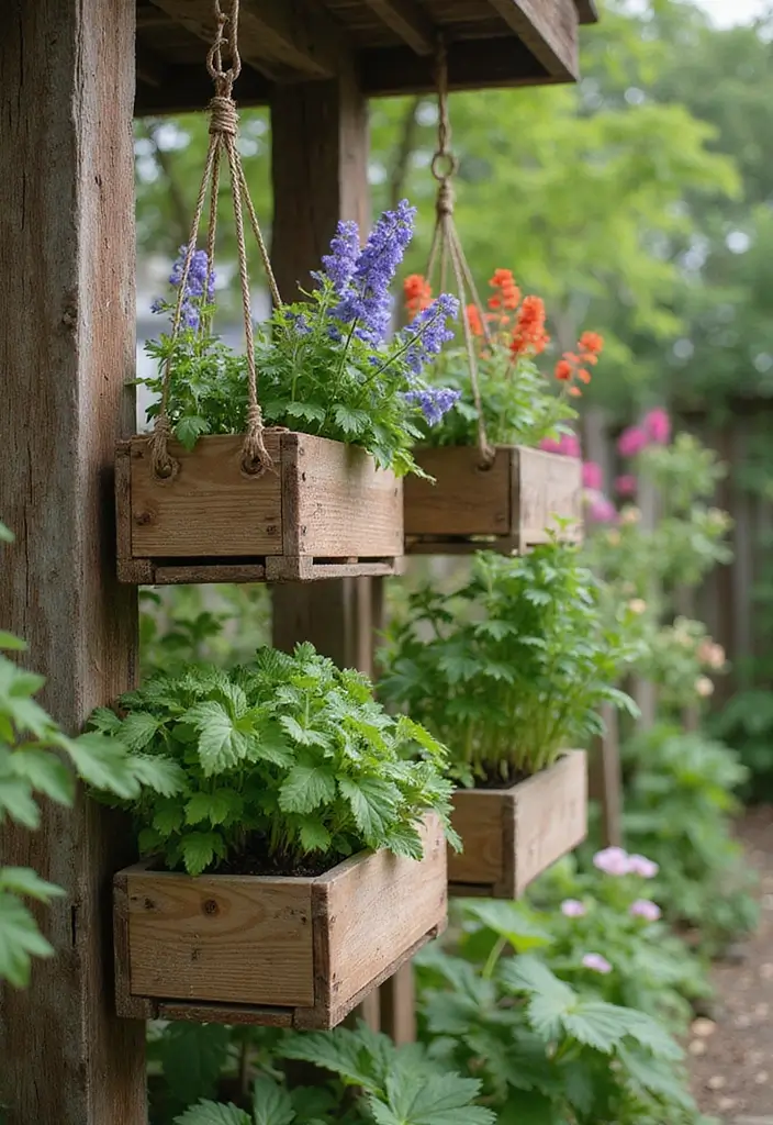 15 Stunning Hanging Pots That'll Transform Your Garden into a Paradise (You Won't Believe #7!) - 3. Rustic Wooden Crates