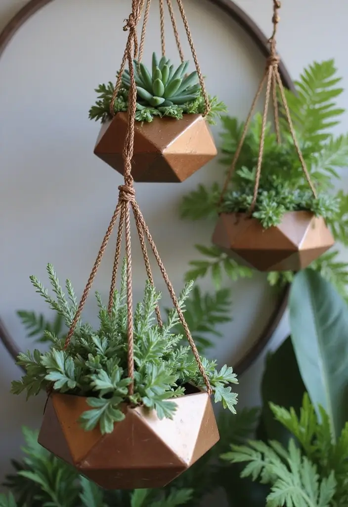 15 Stunning Hanging Pots That'll Transform Your Garden into a Paradise (You Won't Believe #7!) - 4. Geometric Metal Planters