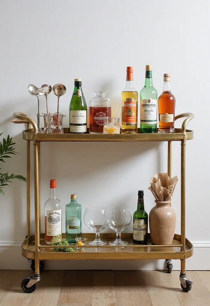 15 Stunning Home Bar Setup Ideas That Will Impress Your Guests (and You!) - 11. Cocktail Cart Chic