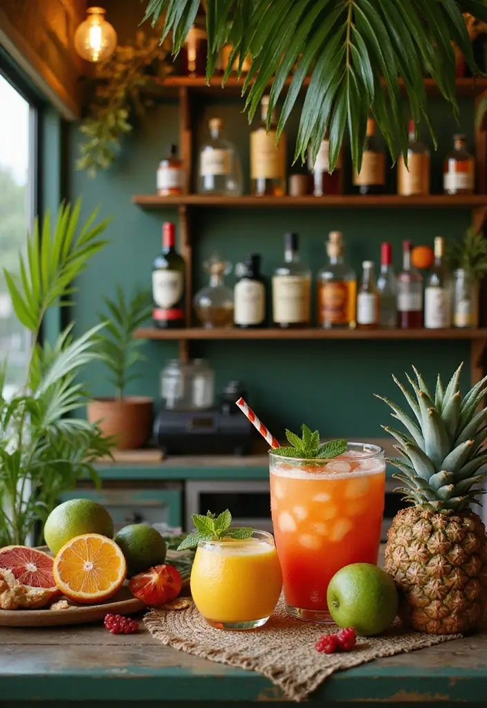 15 Stunning Home Bar Setup Ideas That Will Impress Your Guests (and You!) - 3. Tropical Paradise