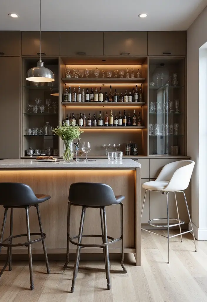 15 Stunning Home Bar Setup Ideas That Will Impress Your Guests (and You!) - 4. Contemporary Chic
