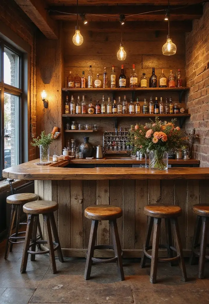 15 Stunning Home Bar Setup Ideas That Will Impress Your Guests (and You!) - 5. Rustic Retreat