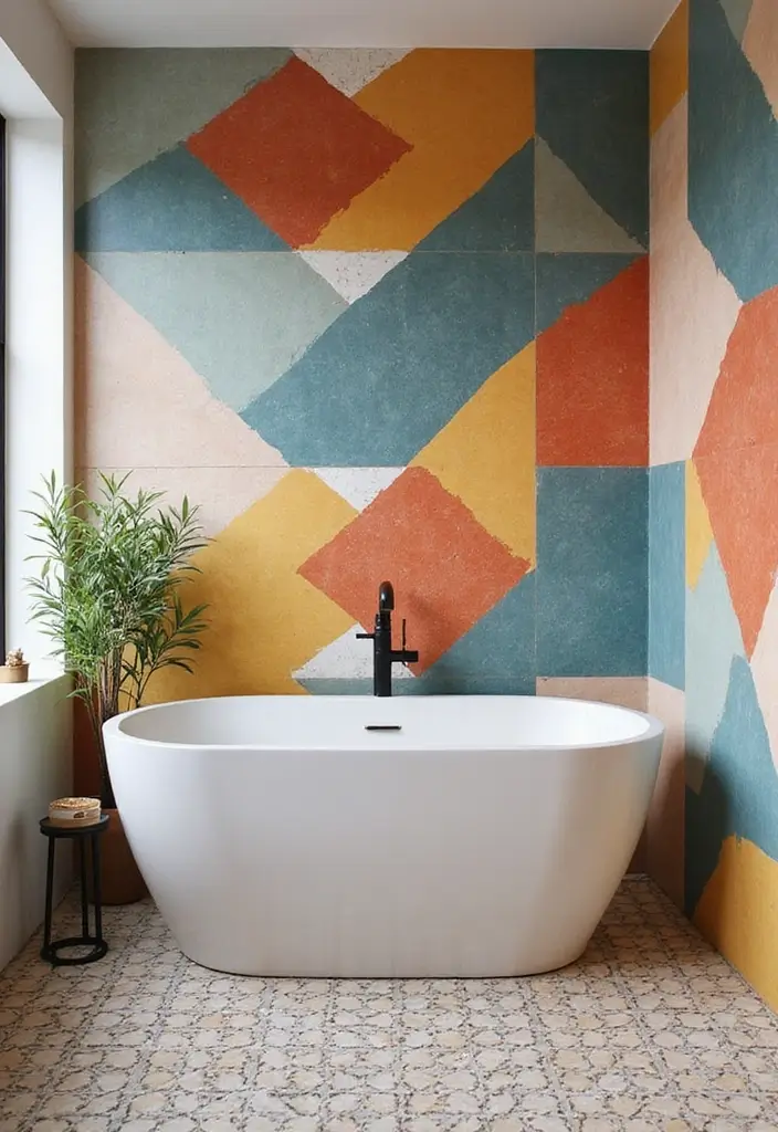 15 Vibrant Bathroom Tile Ideas That'll Make You Fall in Love with Your Space! - 2. Bold Geometric Patterns