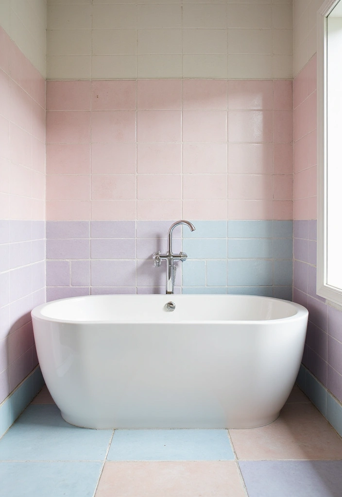 15 Vibrant Bathroom Tile Ideas That'll Make You Fall in Love with Your Space! - 3. Pastel Paradise