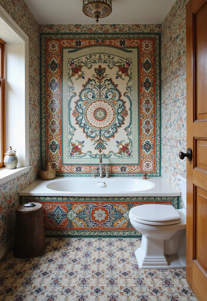 15 Vibrant Bathroom Tile Ideas That'll Make You Fall in Love with Your Space! - 5. Artistic Hand-Painted Tiles