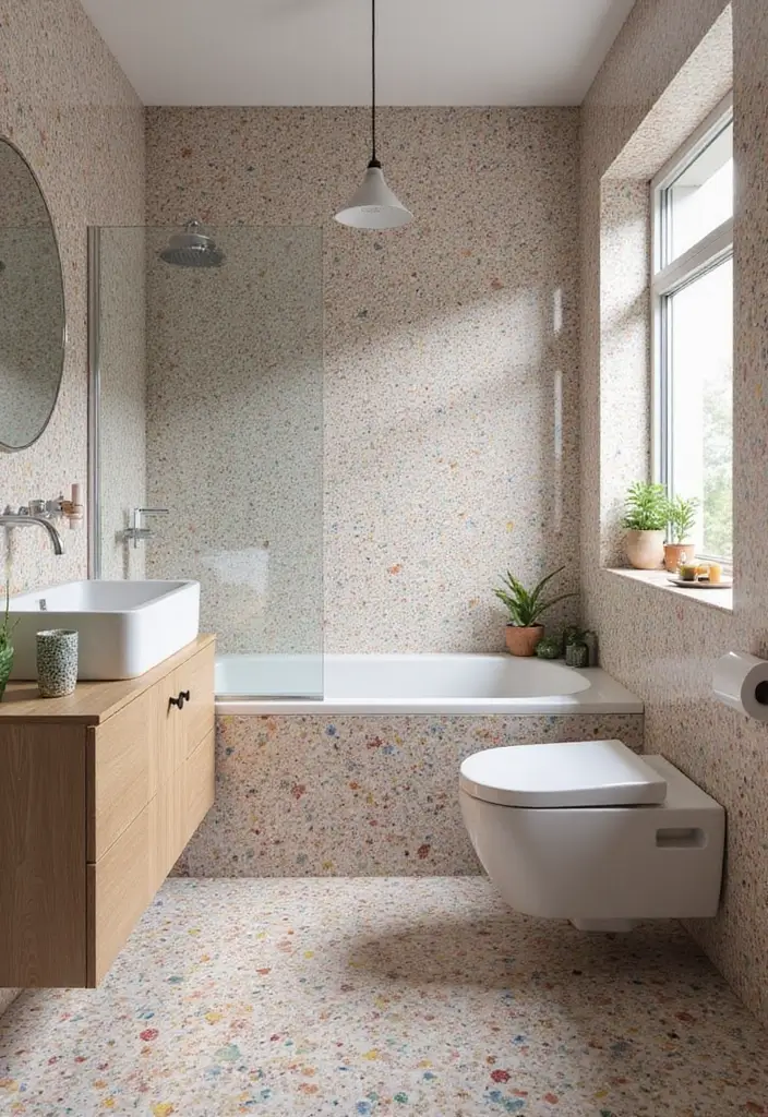 15 Vibrant Bathroom Tile Ideas That'll Make You Fall in Love with Your Space! - 6. Vibrant Terrazzo Trends
