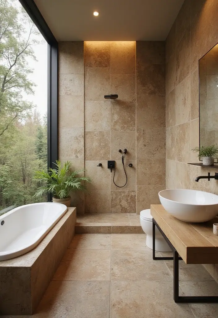 15 Vibrant Bathroom Tile Ideas That'll Make You Fall in Love with Your Space! - 8. Nature-Inspired Tiles