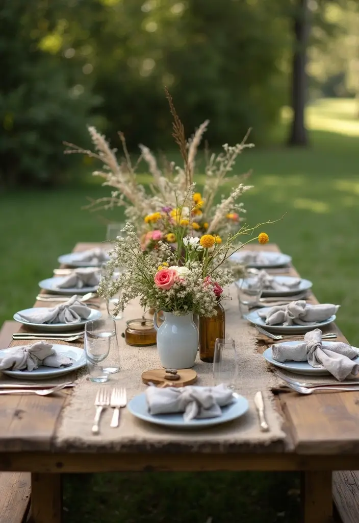 17 Country Outdoor Living Ideas That Will Make You the Host with the Most! - 8. Rustic Dining Table Setup