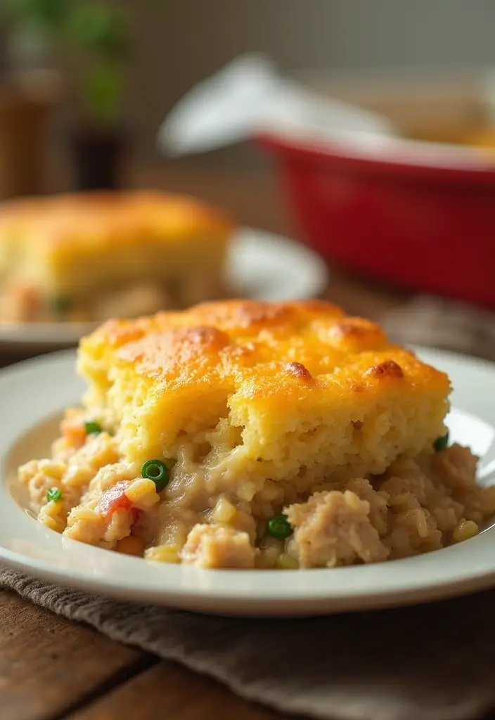 18 Healthy Tuna Casserole Variations That Even Your Kids Will Love! - 18. Tuna Casserole with Cornbread Topping