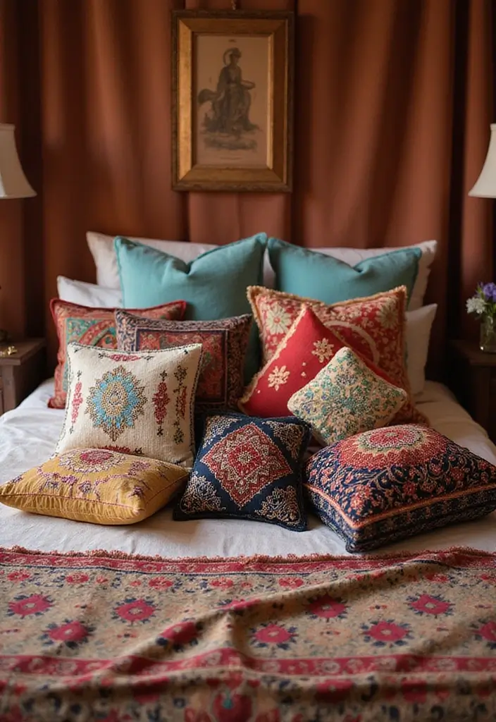 18 Traditional Arabian Bedroom Decor Ideas You'll Wish You Knew Sooner! - 8. Use of Colorful Cushions