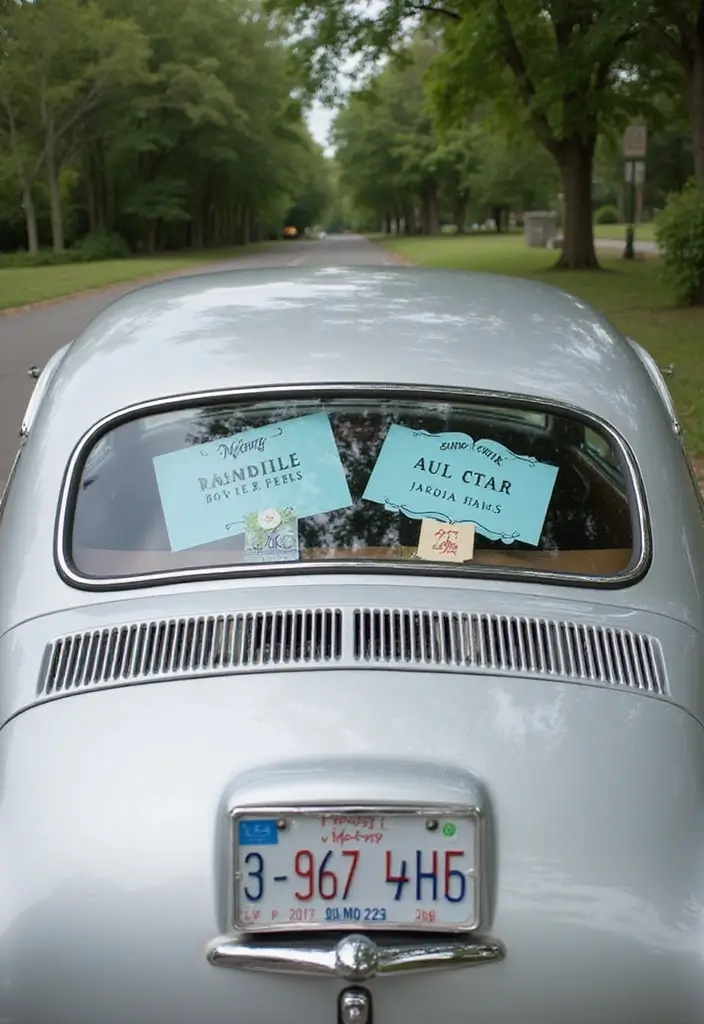 19 Cultural Wedding Car Decor Ideas That Celebrate Your Heritage (Check Out #6!) - 10. Personalized Signs