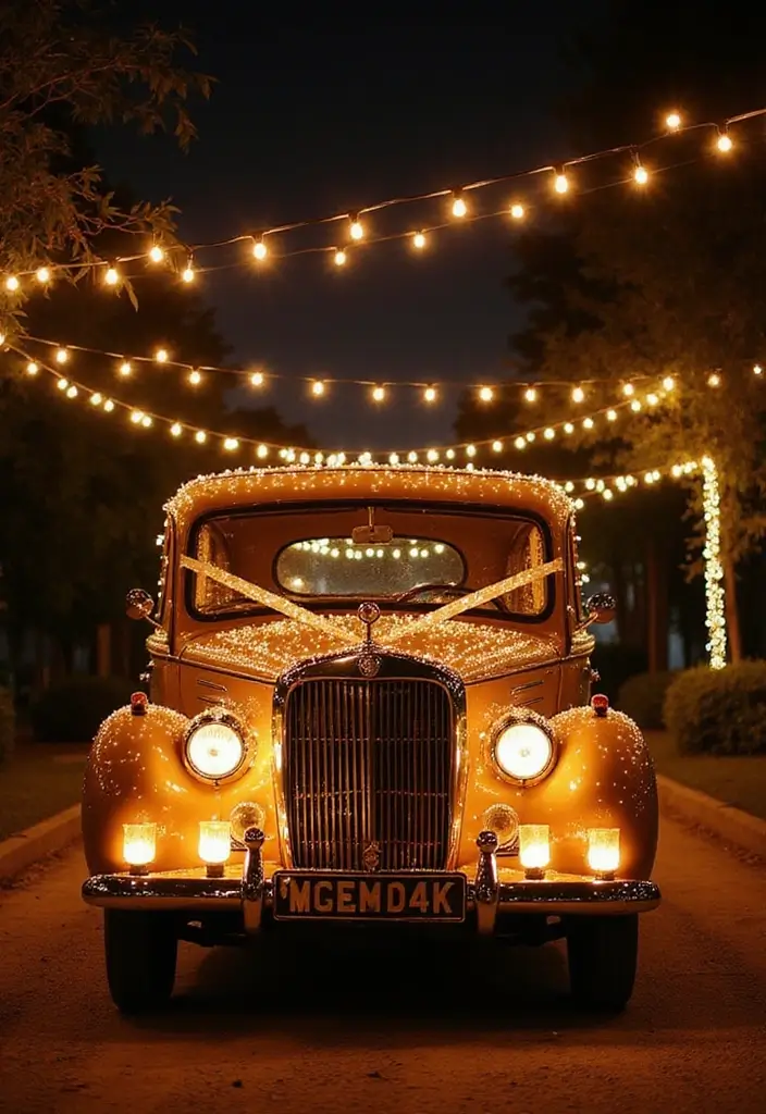 19 Cultural Wedding Car Decor Ideas That Celebrate Your Heritage (Check Out #6!) - 11. Lanterns and Lights