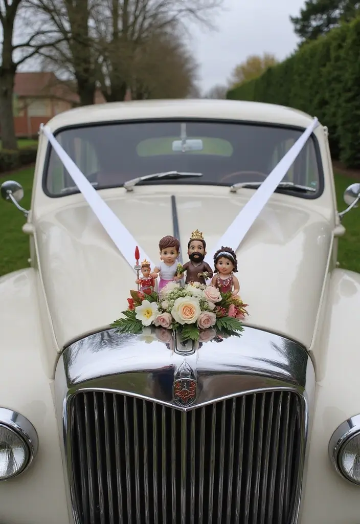 19 Cultural Wedding Car Decor Ideas That Celebrate Your Heritage (Check Out #6!) - 13. Miniature Cultural Icons