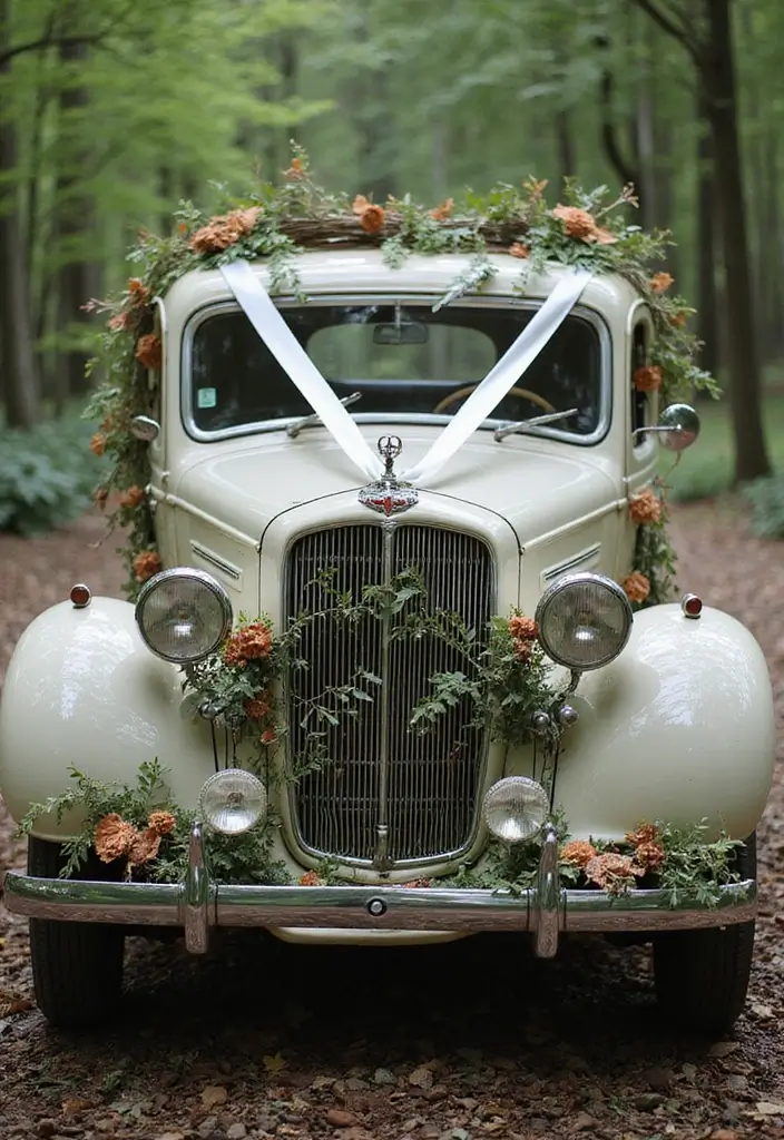 19 Cultural Wedding Car Decor Ideas That Celebrate Your Heritage (Check Out #6!) - 5. Nature-Inspired Decor