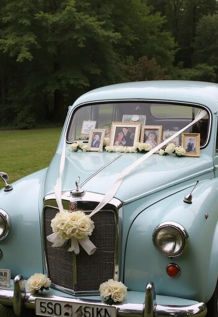 19 Cultural Wedding Car Decor Ideas That Celebrate Your Heritage (Check Out #6!) - 7. Scenic Picture Frames