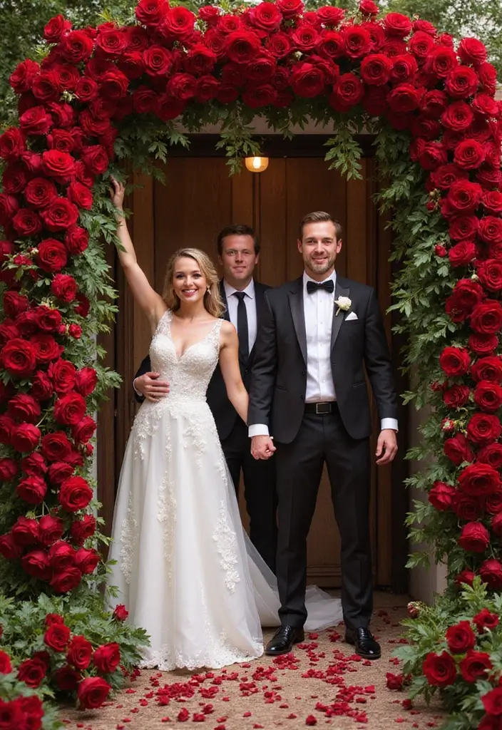 19 Enchanting Red Roses Wedding Venue Decor Ideas You Can't Miss! - 17. Whimsical Rose Photo Booth