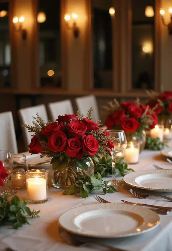 19 Enchanting Red Roses Wedding Venue Decor Ideas You Can't Miss! - 2. Elegant Table Centerpieces