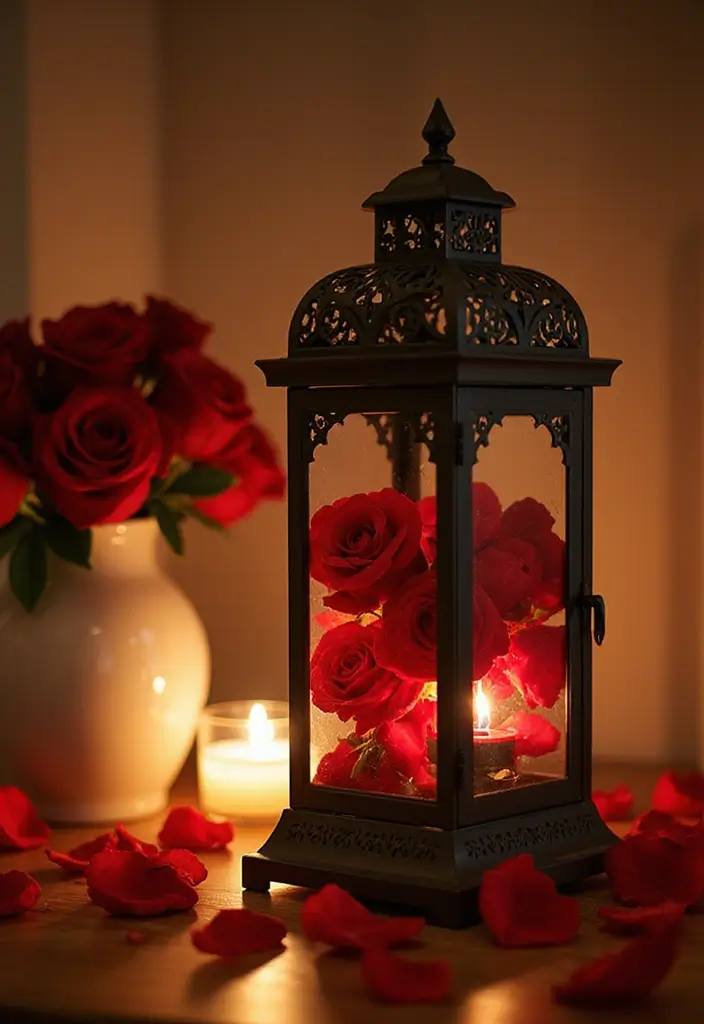 19 Enchanting Red Roses Wedding Venue Decor Ideas You Can't Miss! - 7. Romantic Rose Lanterns