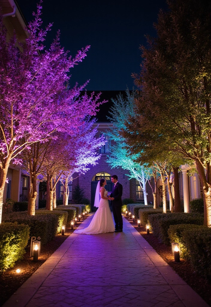 19 Magical Boho Wedding Lighting Ideas That'll Set the Perfect Mood (Don’t Miss #11!) - 18. Colorful uplighting