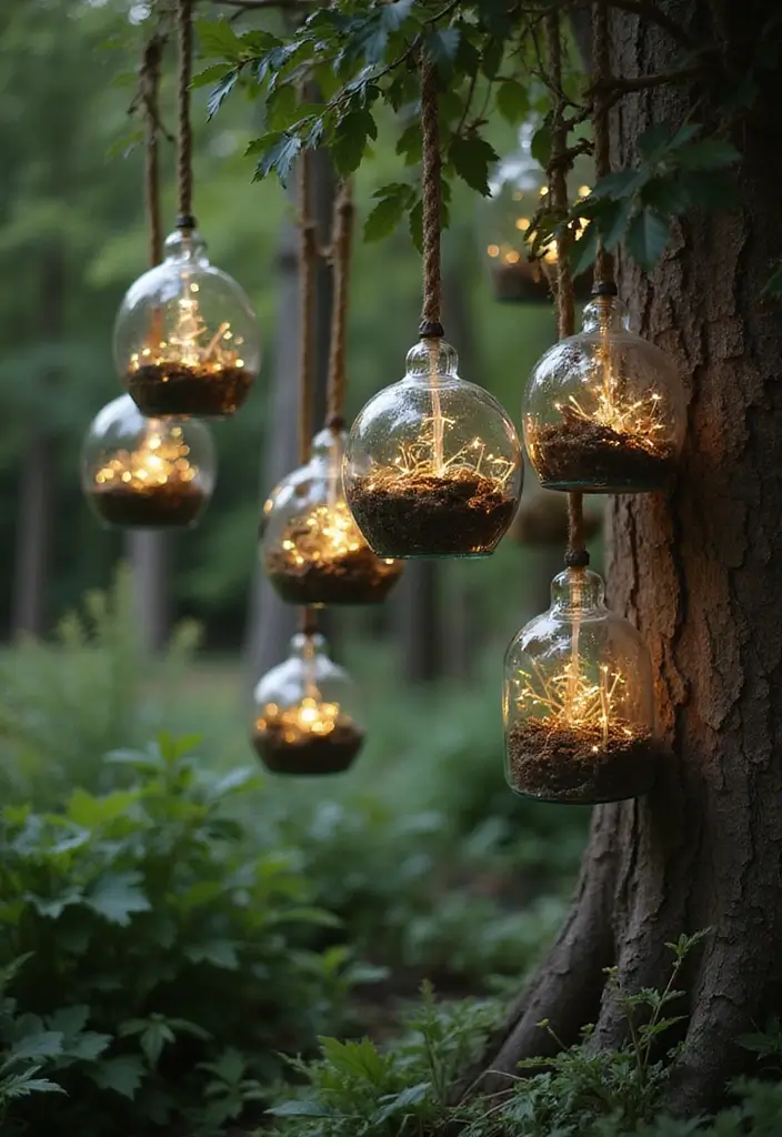 19 Magical Boho Wedding Lighting Ideas That'll Set the Perfect Mood (Don’t Miss #11!) - 6. Hanging Glass Terrariums