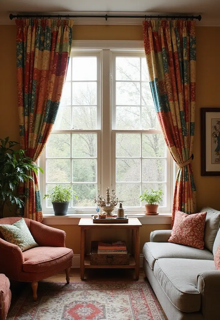 20 Bohemian Curtains That Will Bring Unique Charm to Every Room in Your Home! - 14. Patchwork Patterns for a Homey Touch