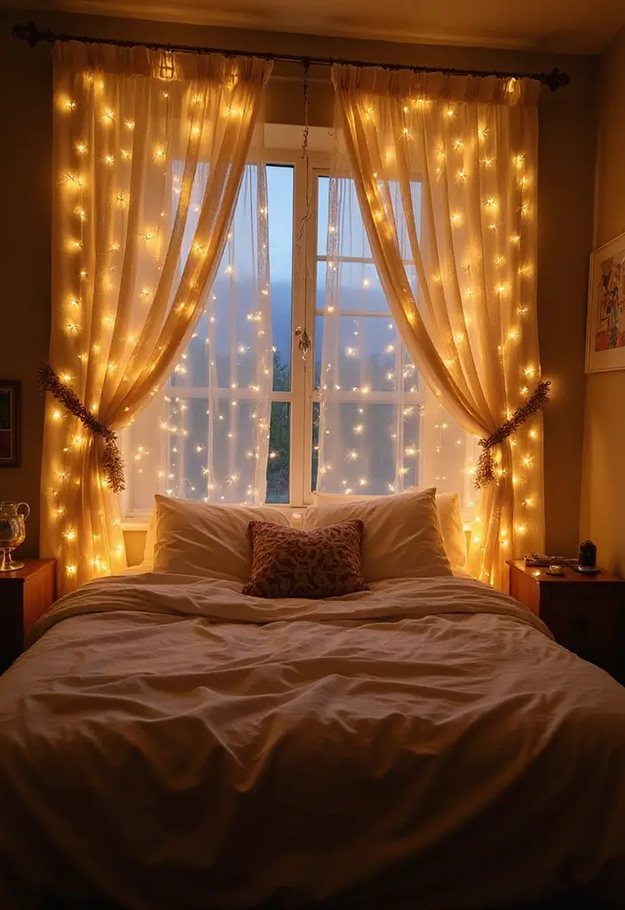 20 Bohemian Curtains That Will Bring Unique Charm to Every Room in Your Home! - 16. Whimsical Fairy Lights