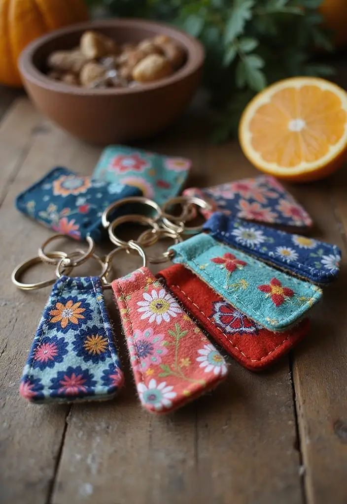 20 Eco-Friendly DIY Projects to Upcycle Your Old Clothes into Chic Accessories (You'll Love #9!) - 12. Fabric Keychains