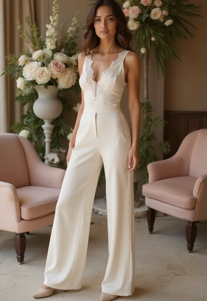 20 Luxury Wedding Dresses That’ll Make You Feel Like Royalty (Wait Until You See #5!) - 6. Sleek and Modern Jumpsuits